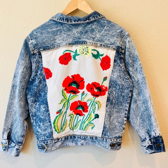 Guess by Marciano Jackets & Blazers - Vintage Guess Acid Washed Denim Jacket Upcycled Custom Embroidered Beaded Unique